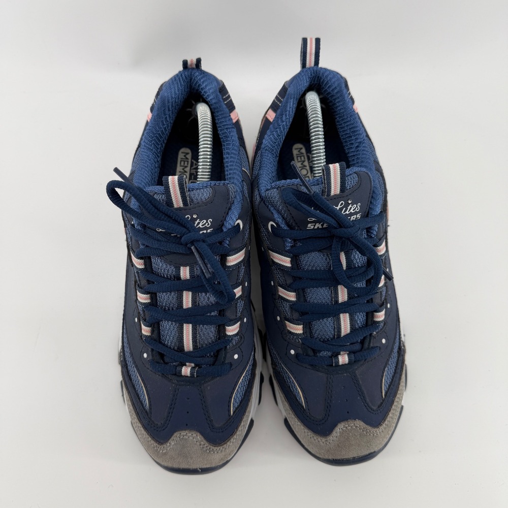 Skechers DLites Fresh Start Navy Blue Pink Sneakers 11947 Womens Size 8.5 - Picture 4 of 10